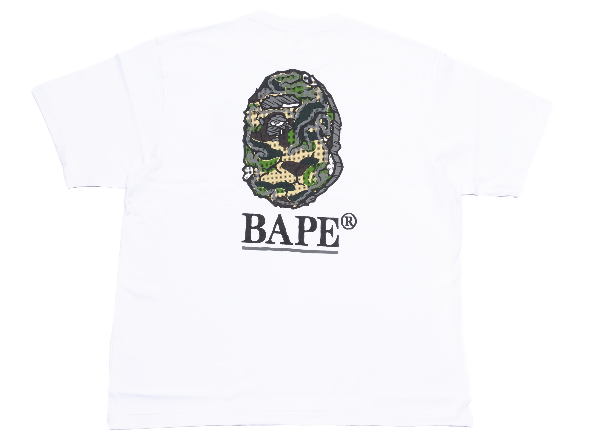 A Bathing Ape Camo Stone Ape Head Relaxed Fit Tee in White xld