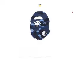 A Bathing Ape Color Camo Big Ape Head Tee in White/Blue