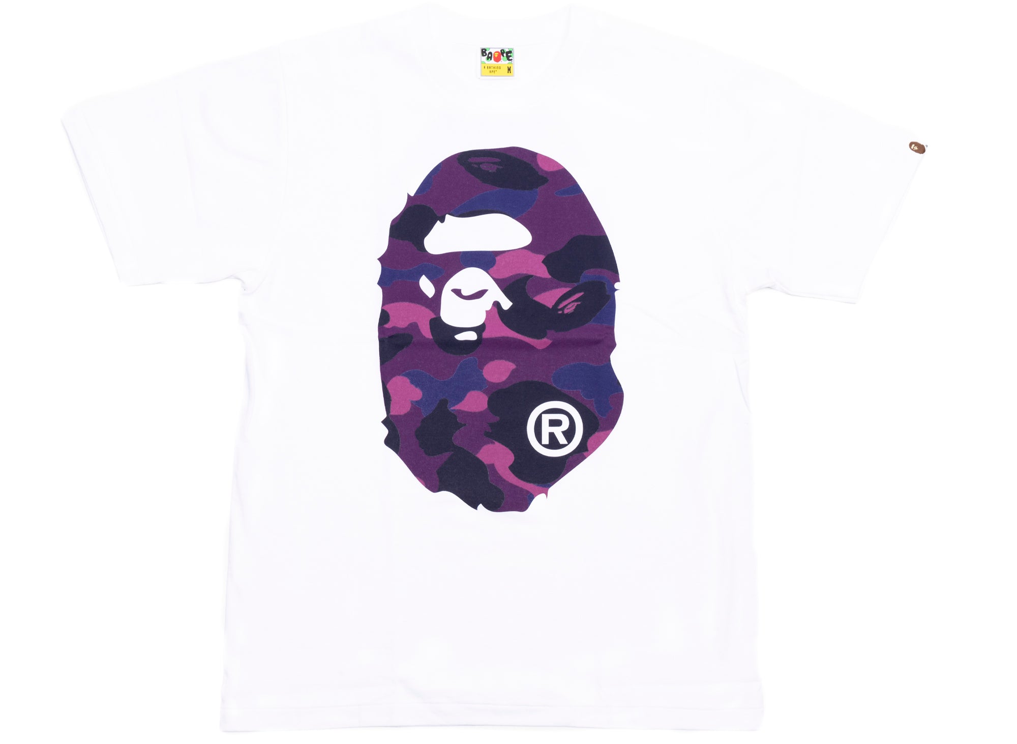 A Bathing Ape Color Camo Big Ape Head Tee in White/Purple