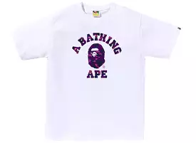 A Bathing Ape Color Camo College Tee in White/Purple xld