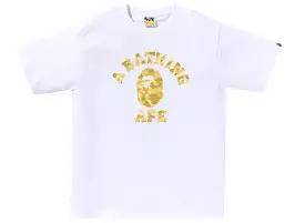 A Bathing Ape Color Camo College Tee in White/Yellow xld