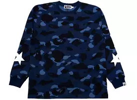 A Bathing Ape Color Camo L/S Tee in Navy xld