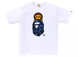 A Bathing Ape Color Camo Milo on Ape Head Tee in White/Blue xld