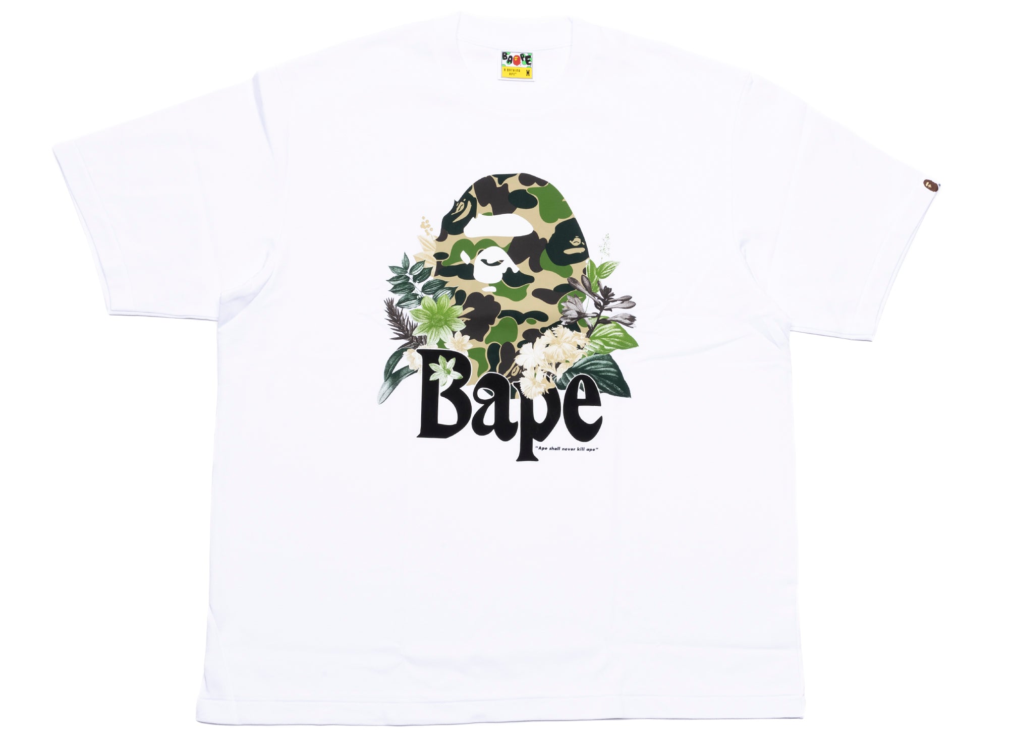 A Bathing Ape Floral Big Ape Head Tee in White xld