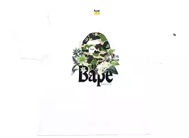 A Bathing Ape Floral Big Ape Head Tee in White xld