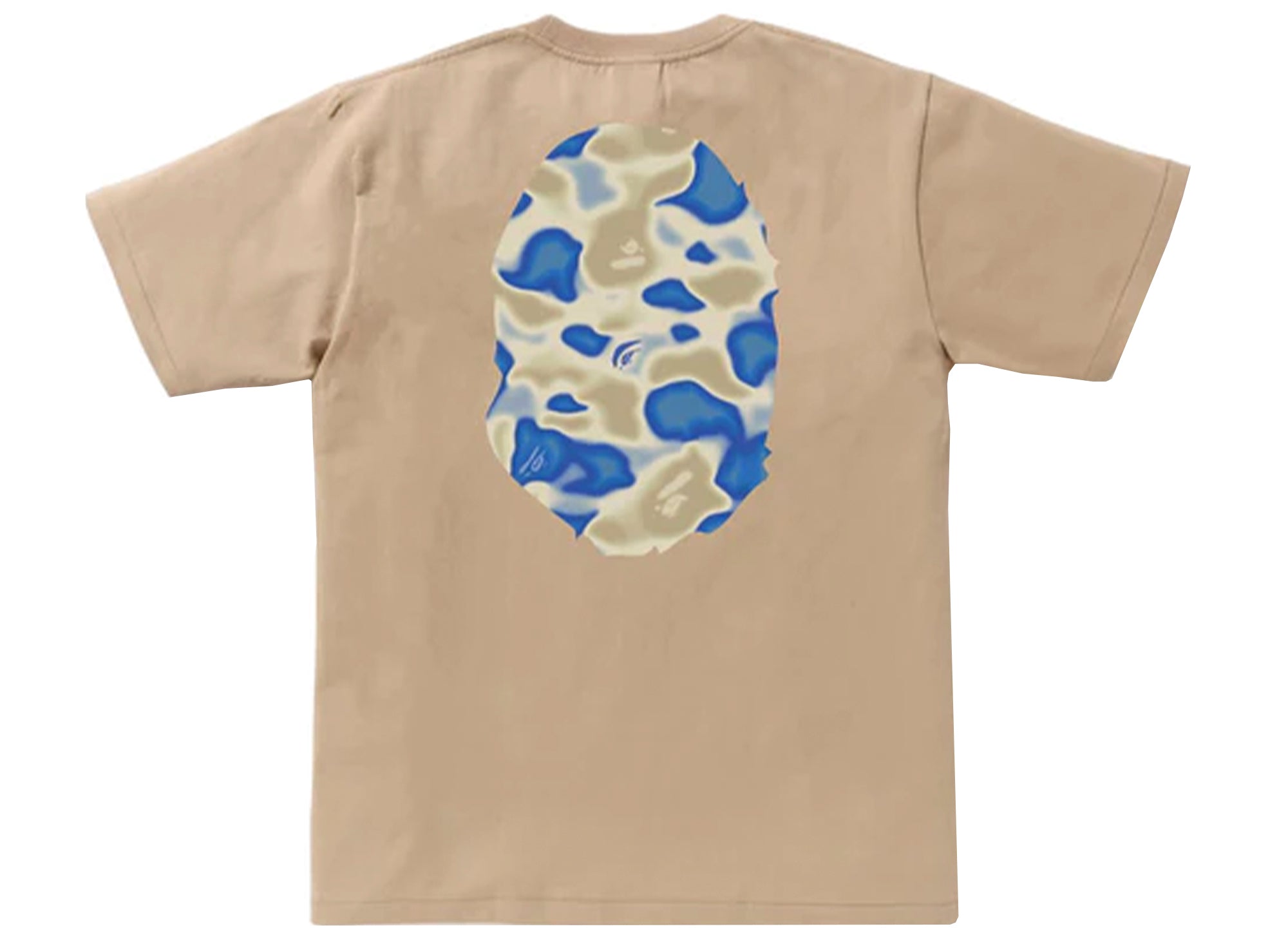 A Bathing Ape Liquid Camo Big Head Ape Tee in Beige xld