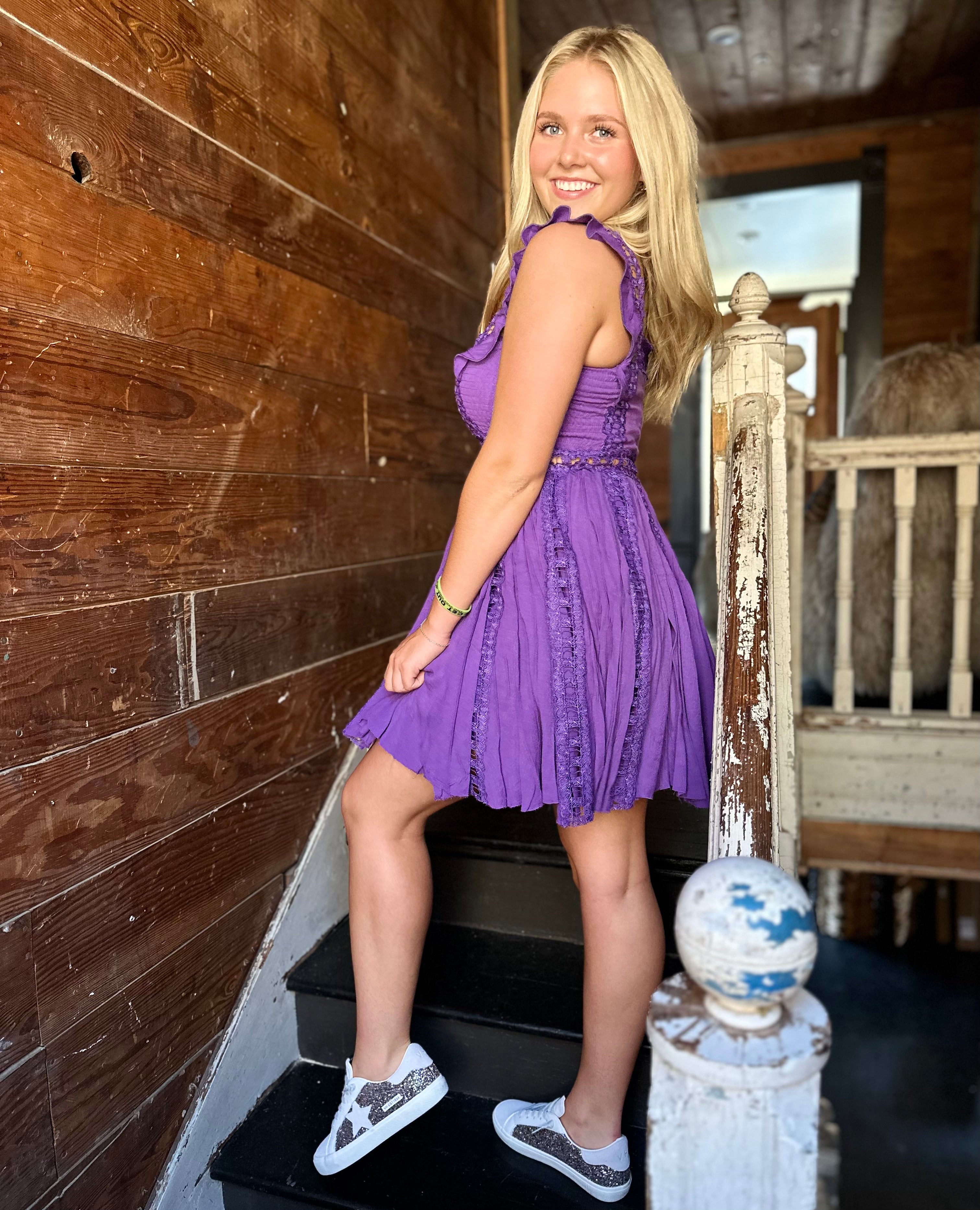 Adam’s Lace Mini Dress - Purple