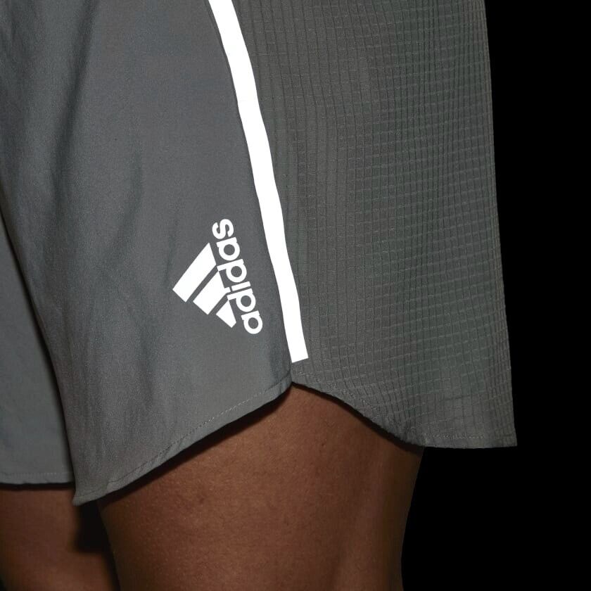 adidas Designed 4 Running Mens Shorts Gym Grey / Green Zip Pocket Reflective