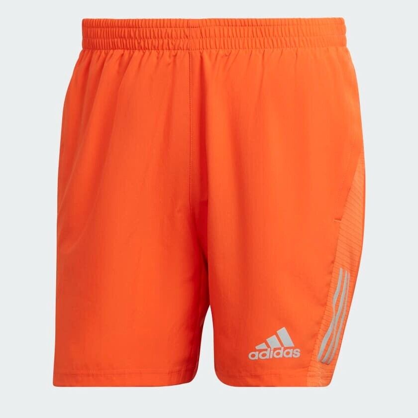 adidas Own The Run Mens Running Shorts Orange Reflective Pockets Gym Fitness