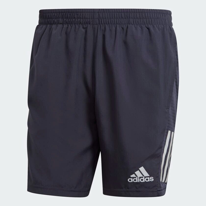 adidas Own The Run Running Shorts Breathable Reflective Zip Pocket Navy Mens