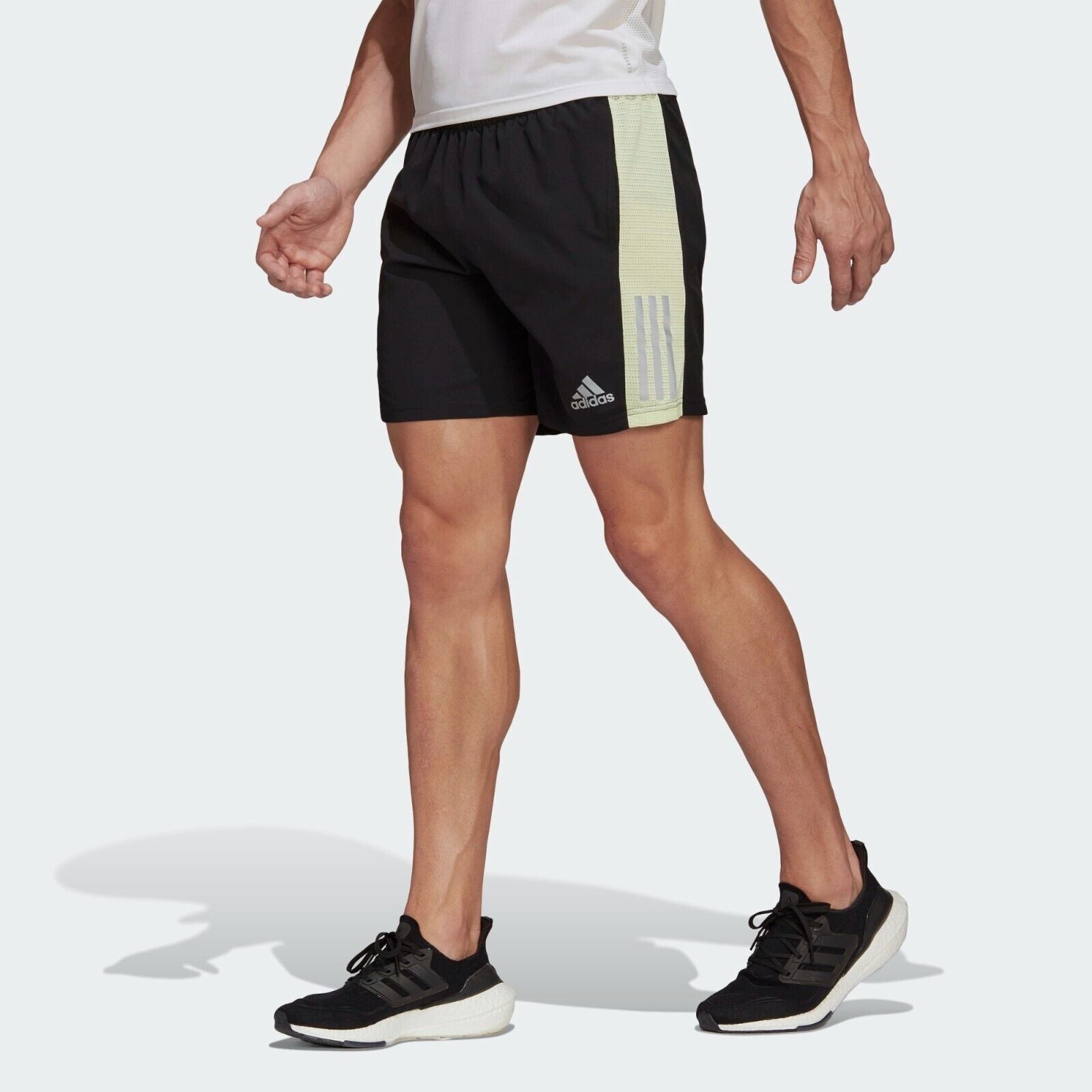 adidas Own The Run Running Shorts Mens Fitness Gym Zip Pocket Reflective Black