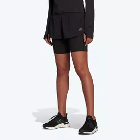 adidas Run Icons Two-In-One Womens Running Shorts Inner Compression Pocket Black