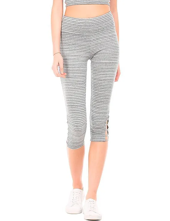 Aeropostale Creek Stripe Cropped Leggings