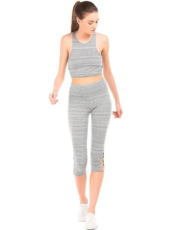 Aeropostale Creek Stripe Cropped Leggings