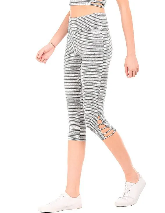 Aeropostale Creek Stripe Cropped Leggings