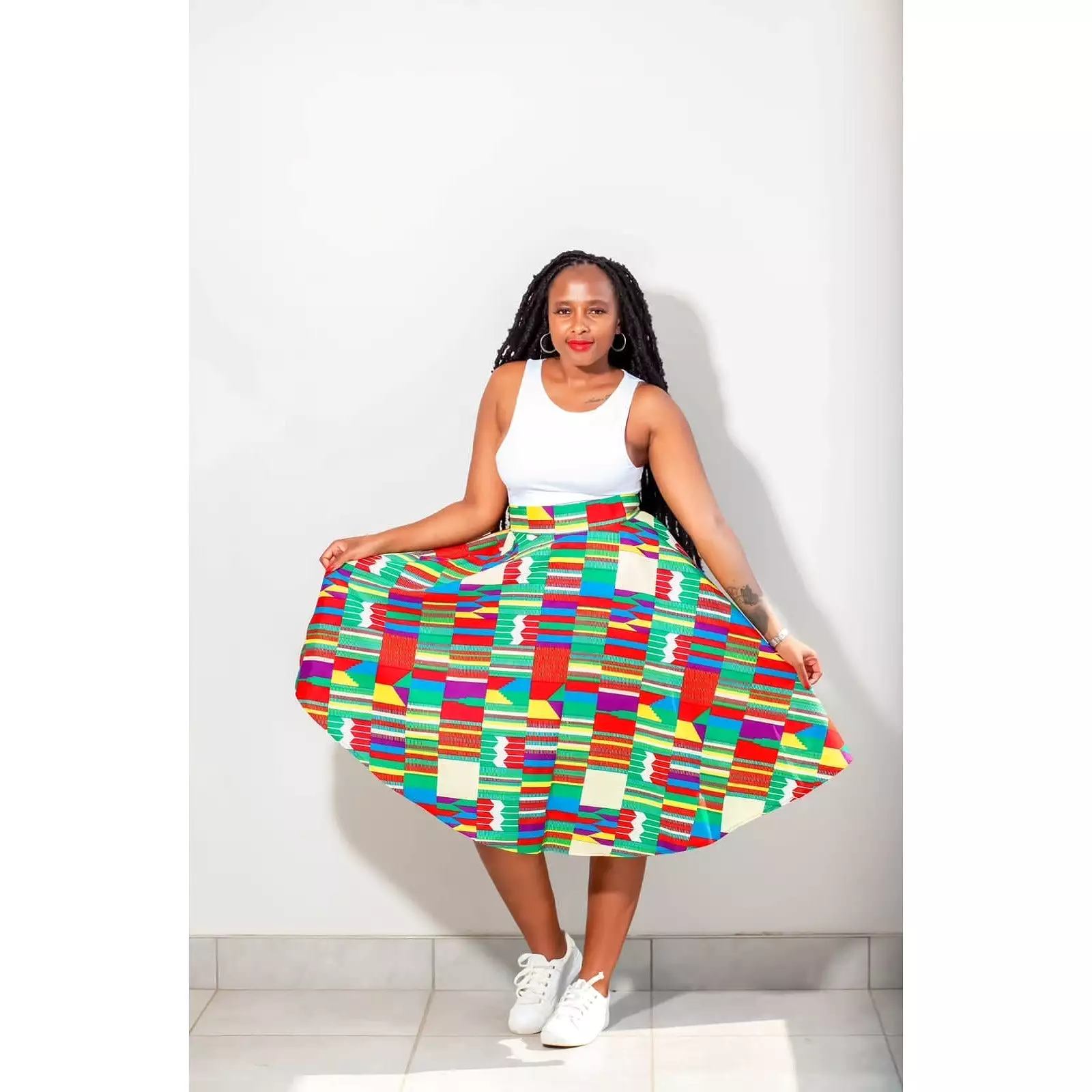 African Print Umbrella Skirt