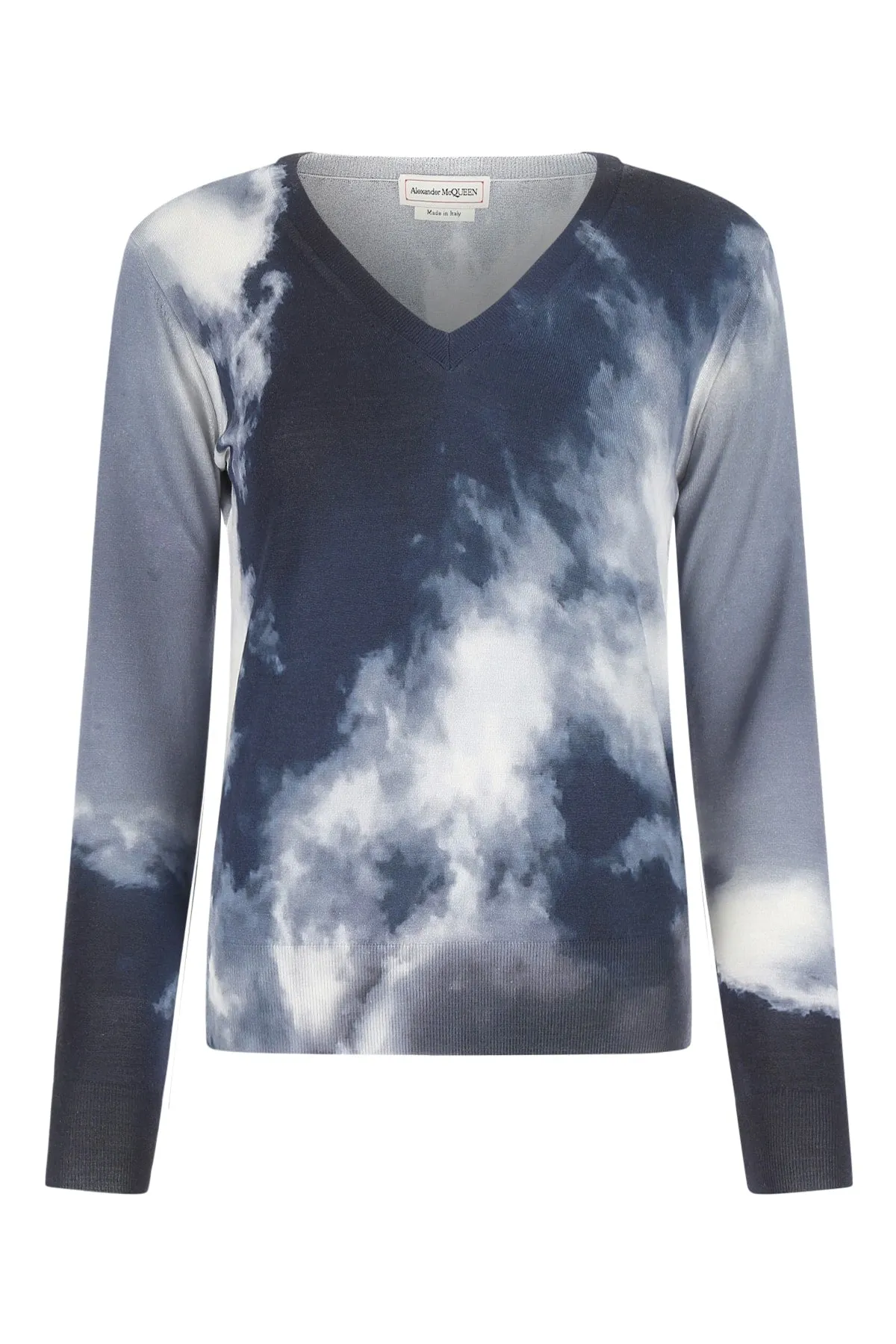 Alexander McQueen Cloud Motif V-Neck Knitted Jumper