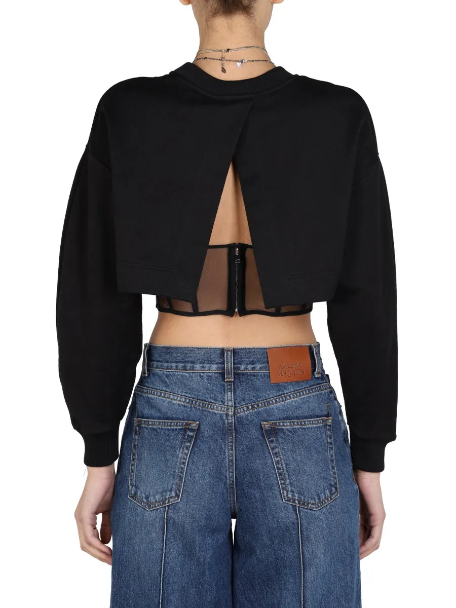 Alexander McQueen Layered Crewneck Cropped Sweatshirt