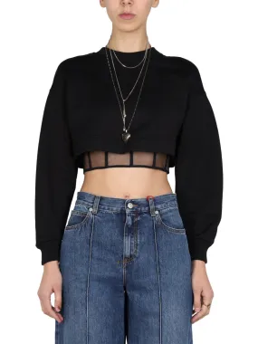 Alexander McQueen Layered Crewneck Cropped Sweatshirt