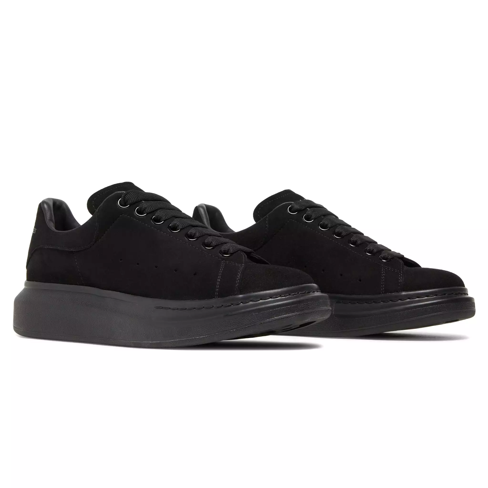 Alexander Mcqueen Raised Sole Suede Triple Black Sneaker (W)