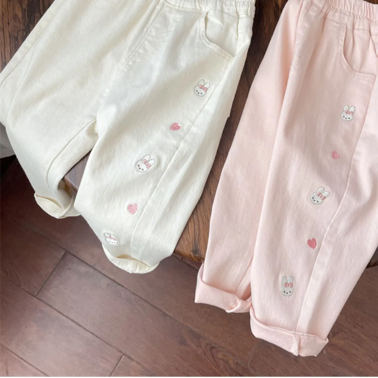 Baby Kid Girls Animals Embroidered Pants Wholesale 240301135