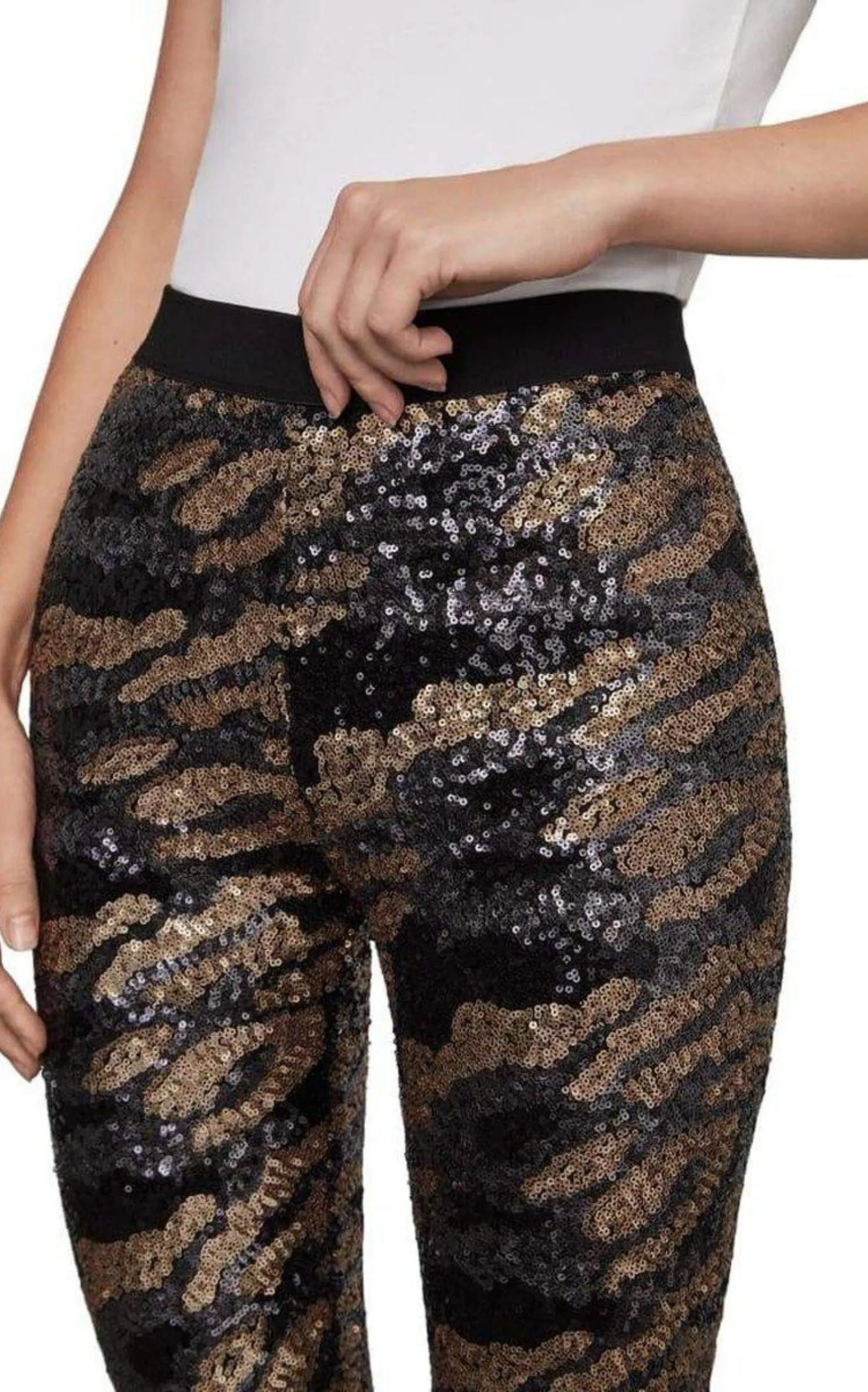 Camo Sequin-Embellished Leggings