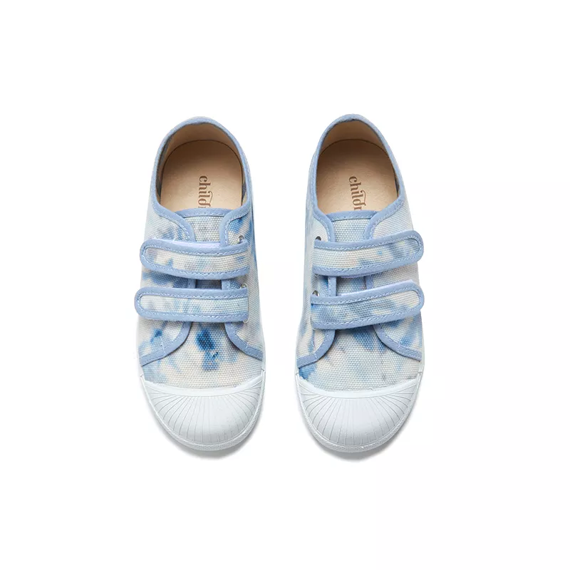 Canvas Double Sneaker in Tie Dye Blue