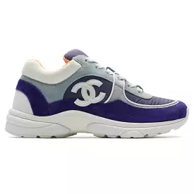 Chanel CC Logo Suede Nylon Purple Blue Sneaker - Preloved