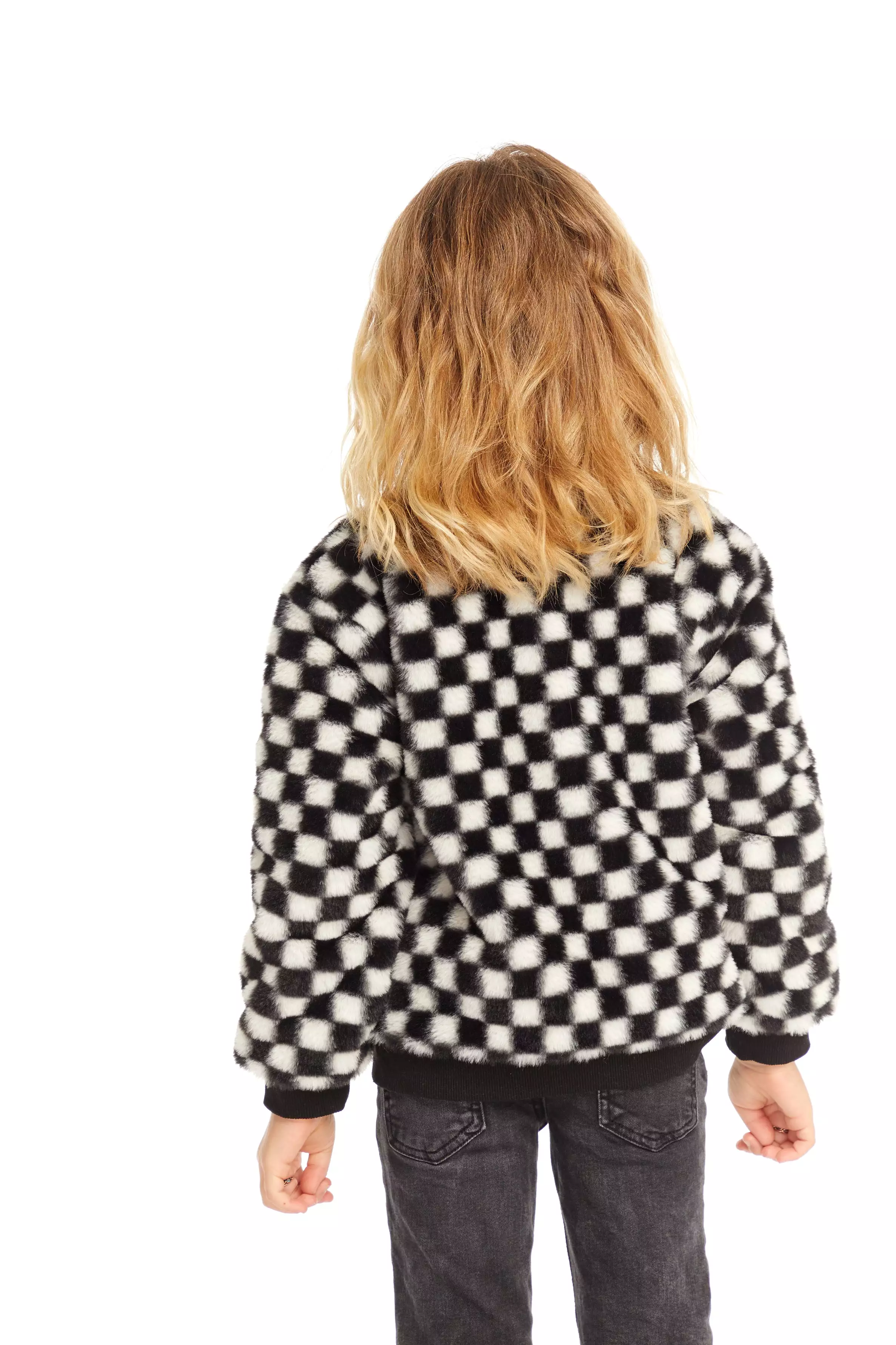 Chaser Ally Black & White Checker Bomber Jacket