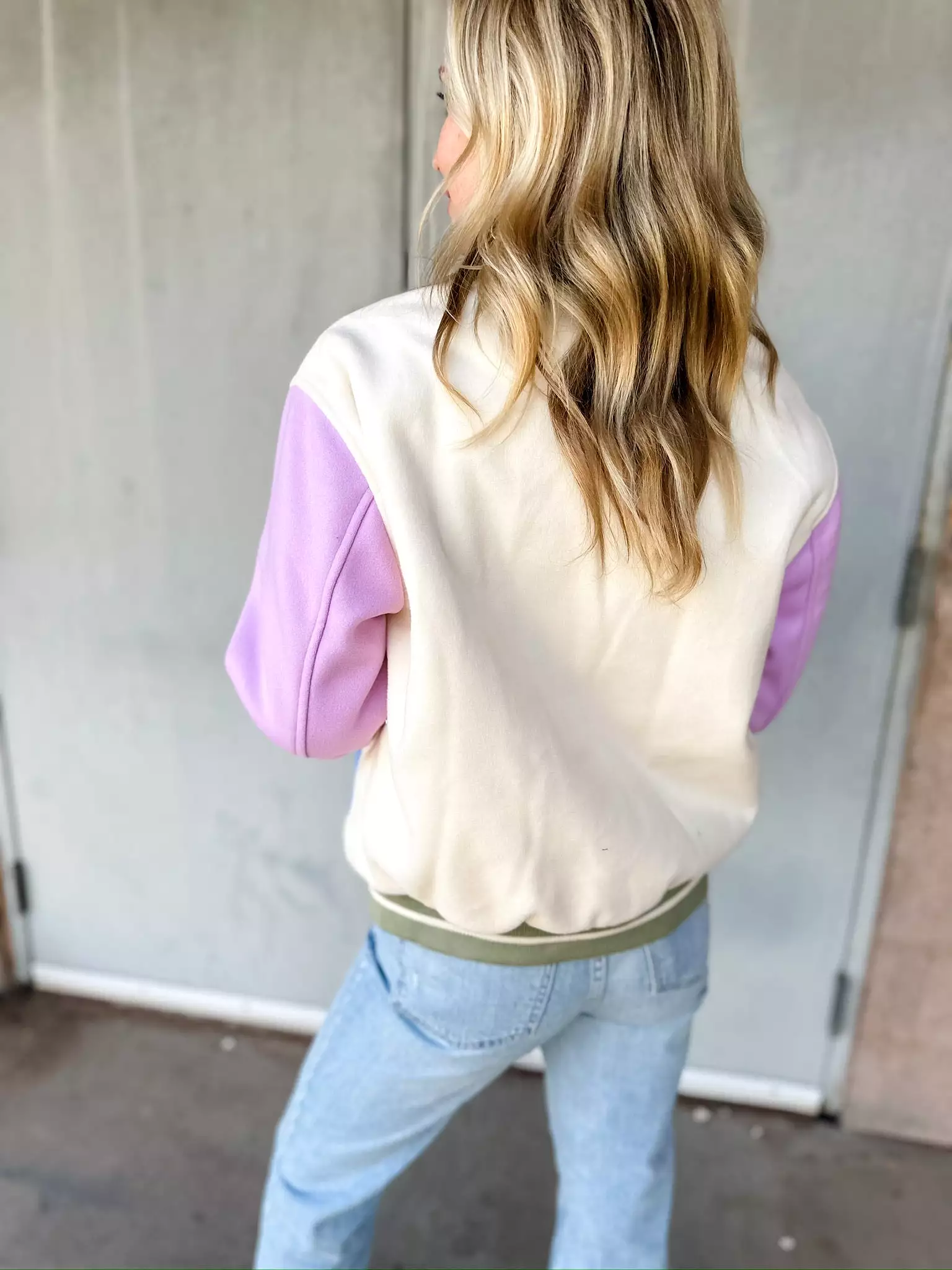 Colorblock Bomber Jacket | Ivory Multi