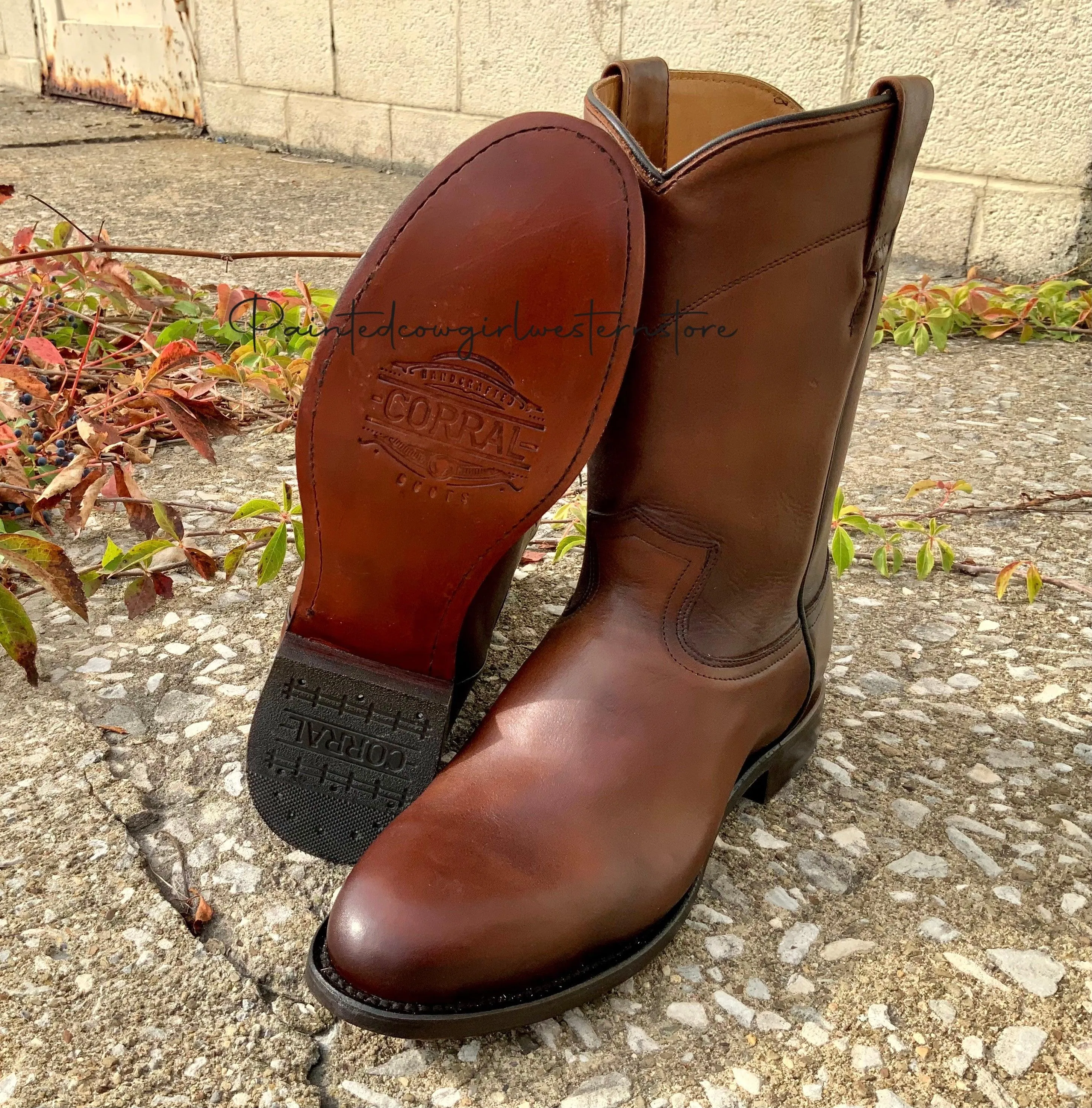 Corral Men's Honey Brown Round Toe Roper Cowboy Boots A4068