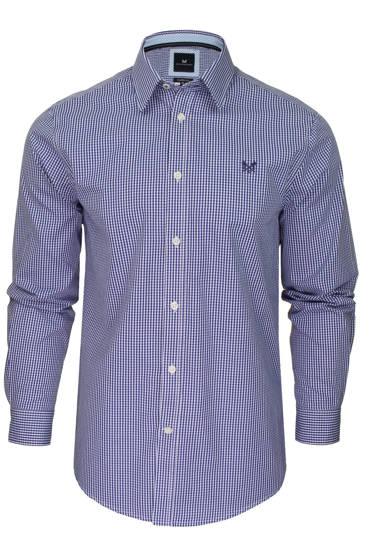 Crew Clothing Mens Check Poplin Shirt 'Classic Micro Gingham' - Long Sleeved