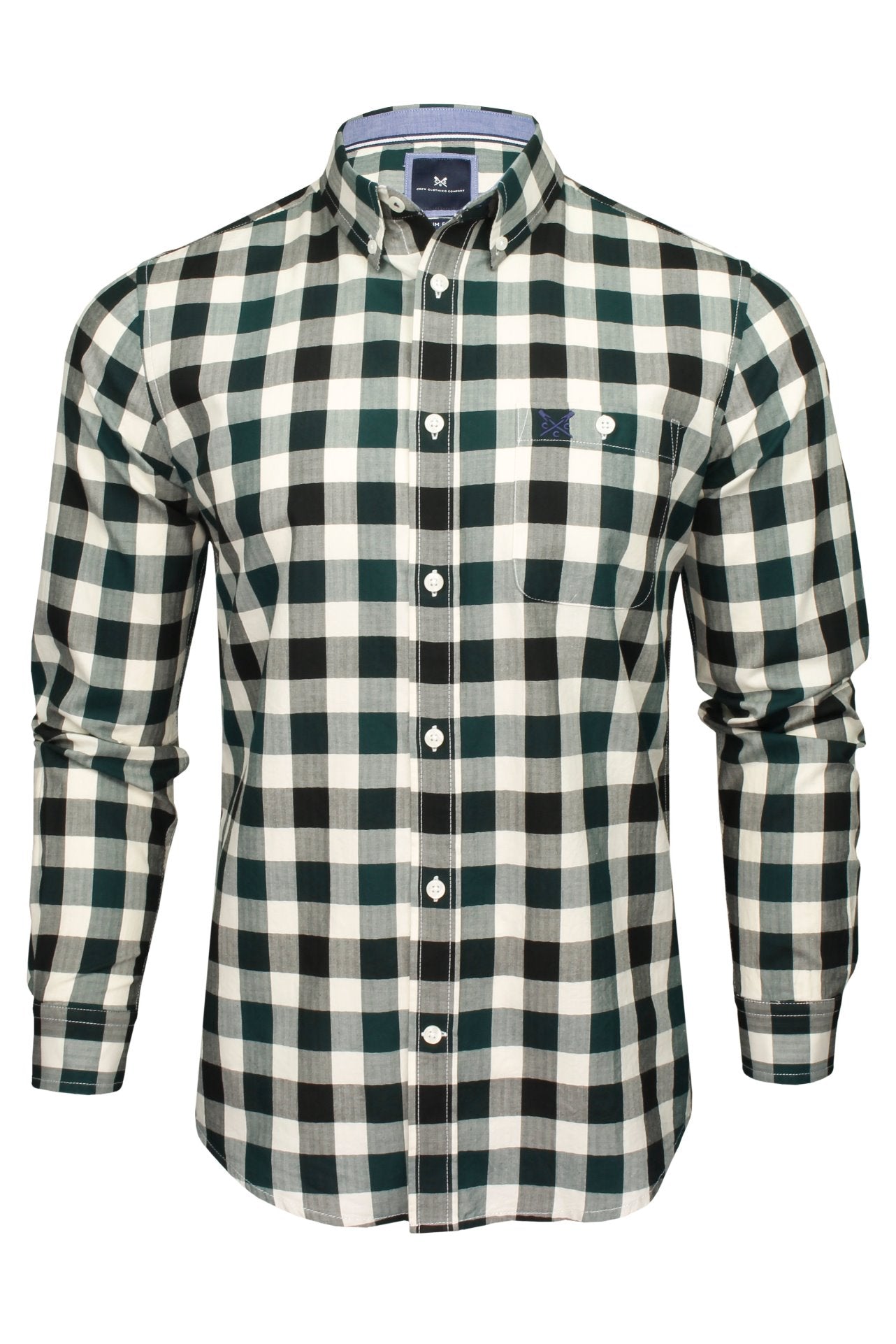 Crew Clothing Mens Slim Herringbone Gingham Shirt Long Sleeve