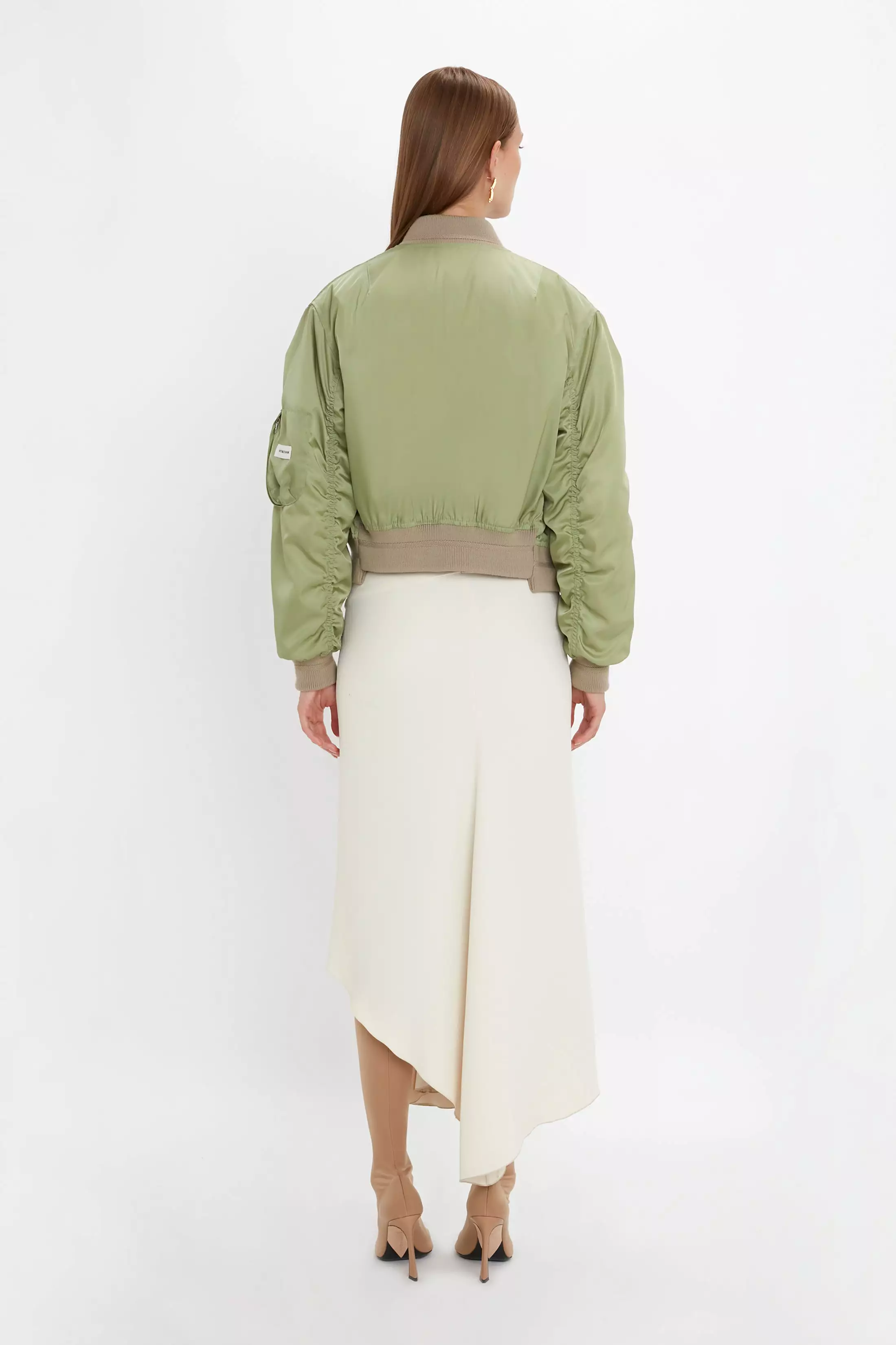 Cropped Bomber Jacket In Avocado