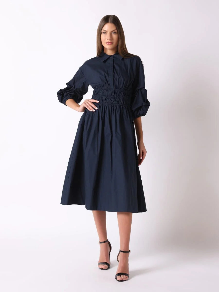 D33918 Navy Midi Dress