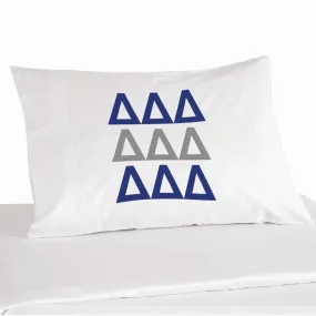 Delta Delta Delta Sorority Letters in Sorority Colors Pillowcase