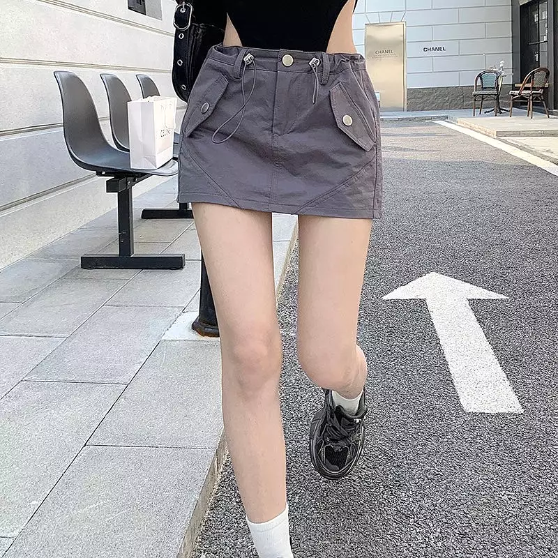 Drawstring Cargo Skirt