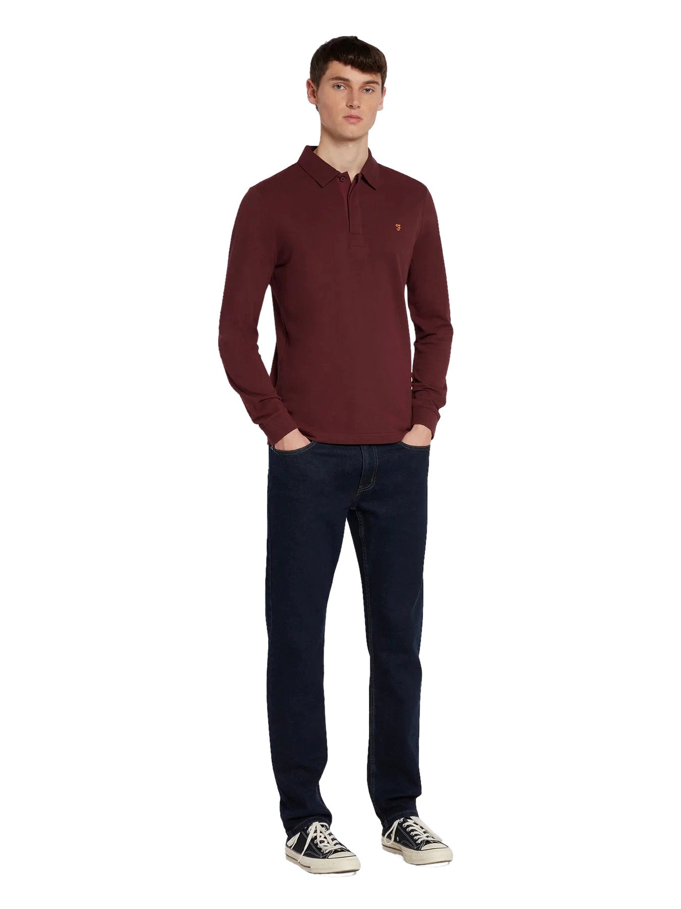 Farah Mens 'Haslam' Slim Fit Long Sleeve Polo Shirt