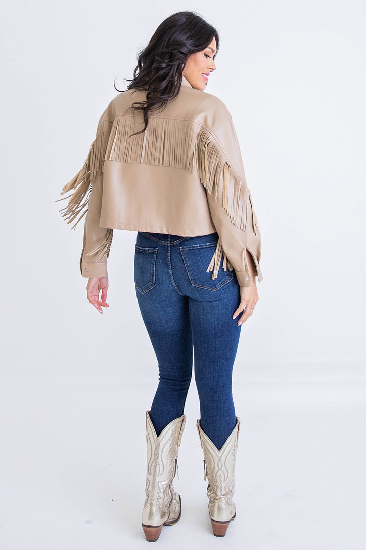 Faux Leather Fringe Jacket