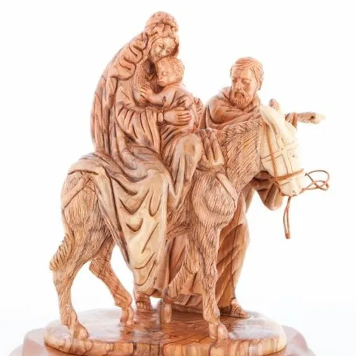 Flight into Egypt, Hand Carved Wooden Statue, 10.8