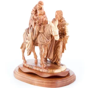 Flight into Egypt, Hand Carved Wooden Statue, 10.8