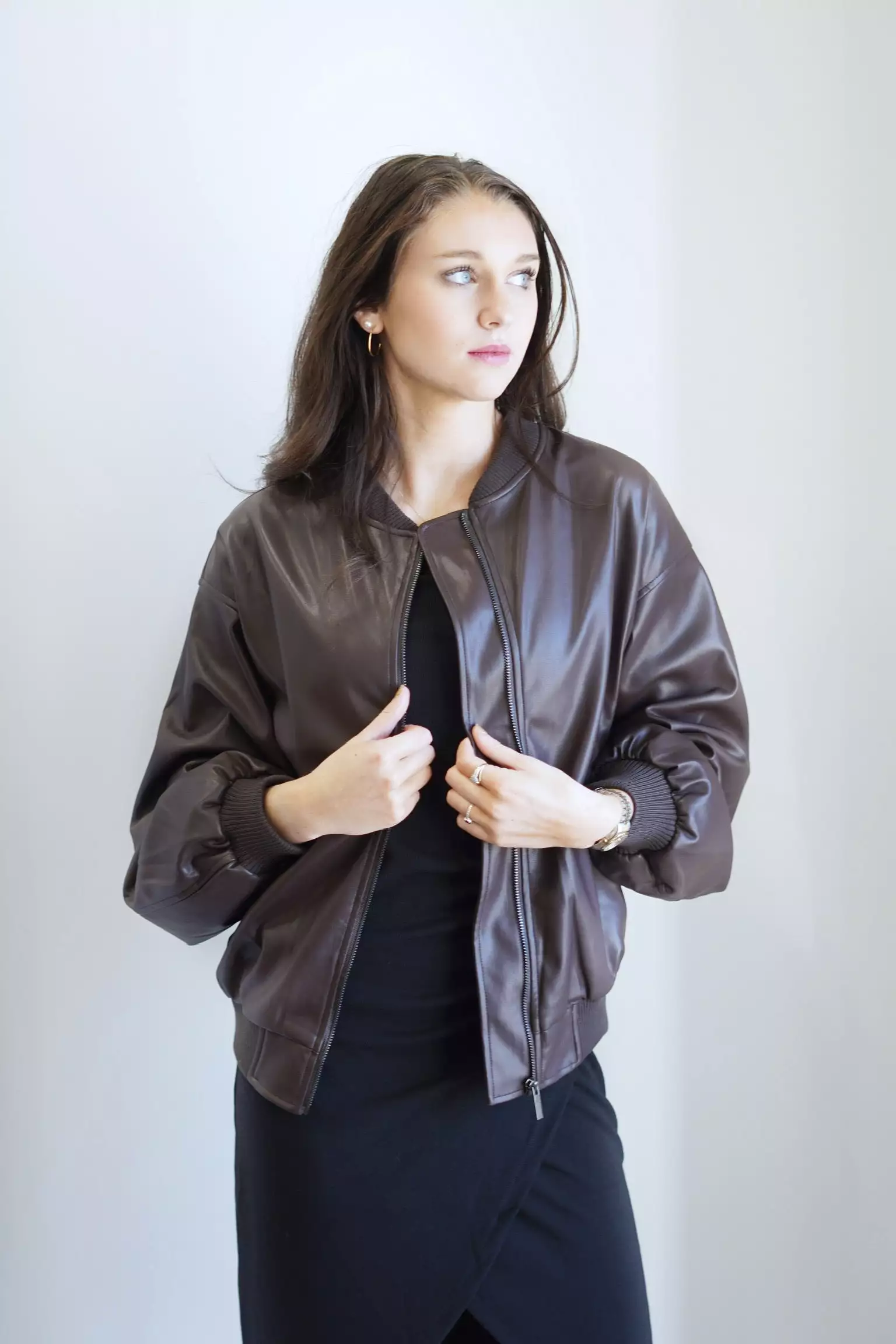 Francy Faux Leather Bomber Jacket