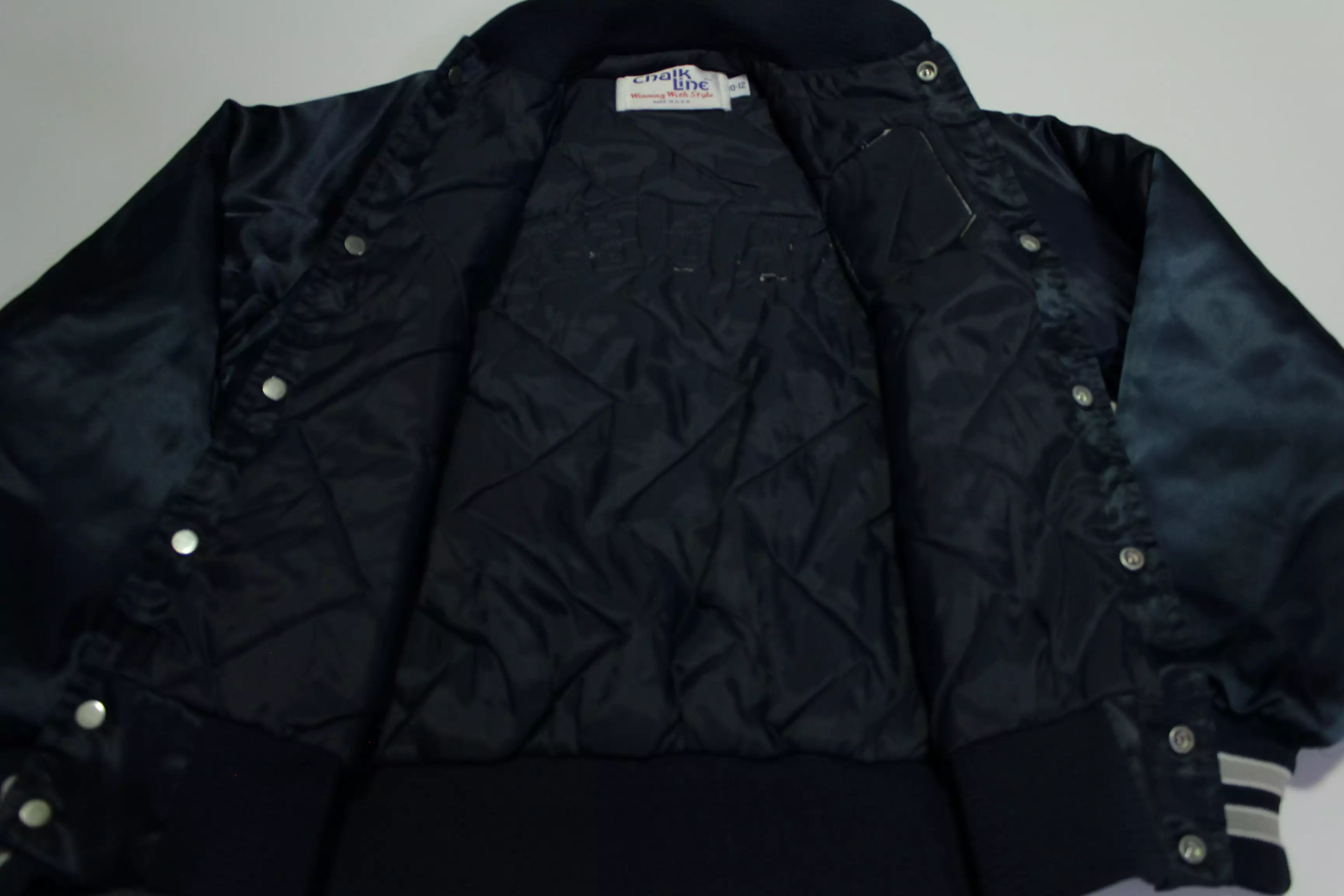 Georgetown Hoyas Vintage 80's Chalk Line Quilt Lined Satin Youth Bomber Jacket