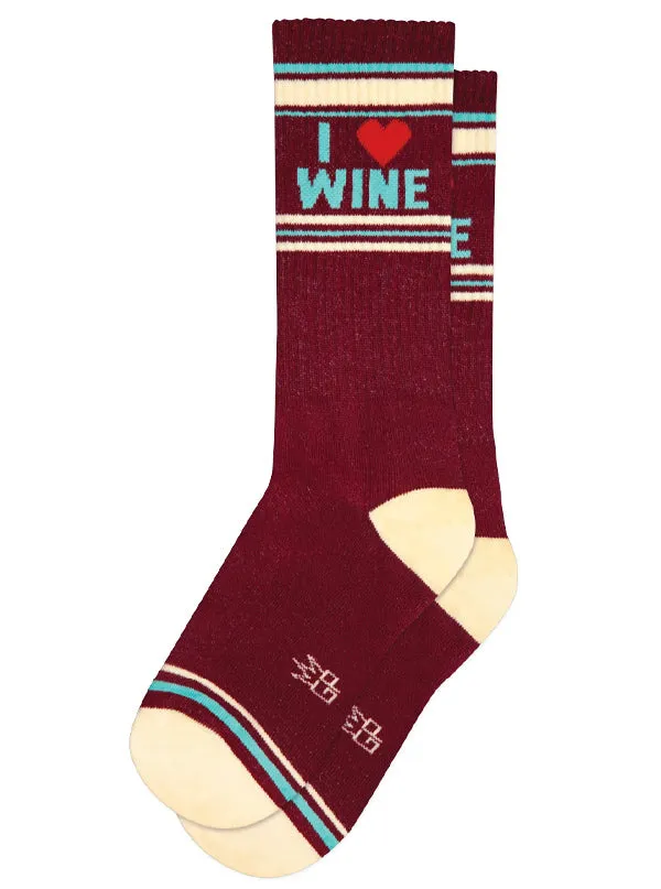 I Love Wine Ribbed Gym Socks