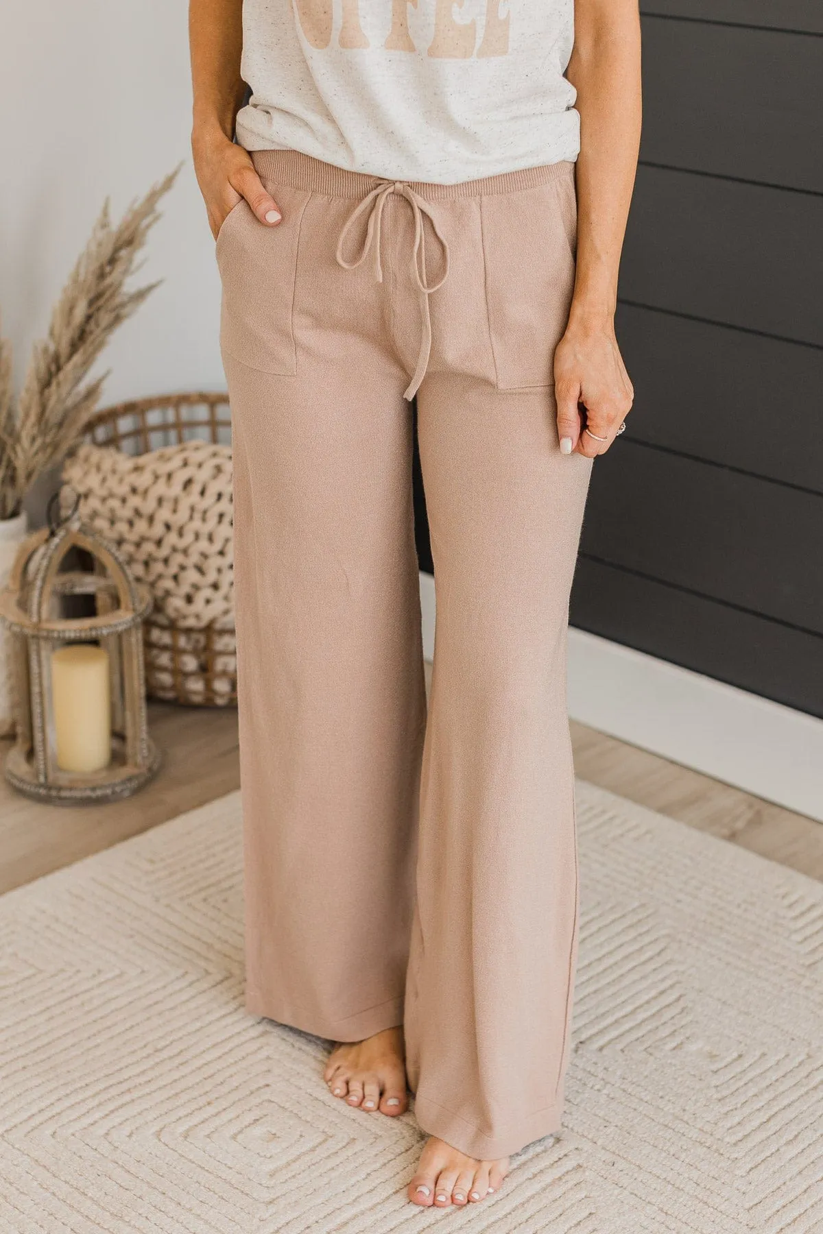 In The Lead Straight Leg Knit Pants- Taupe