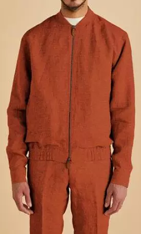 Inserch Linen Bomber Jacket JS660-00109 Burnt Orange