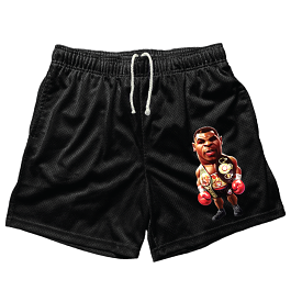 Iron Mike Tyson Black Mesh Shorts (5 Inch Inseam)