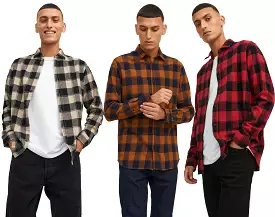 Jack & Jones Mens Shirt 'JJ Plain' Autumn Buffalo Check