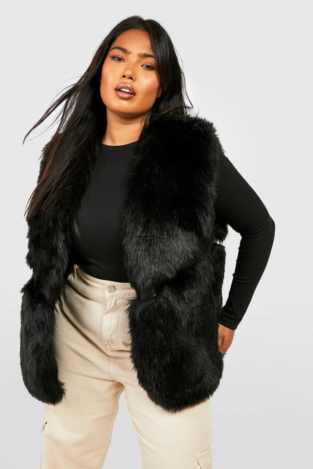 Jackets & Coats | Plus Faux Fur Panelled Gilet | boohoo