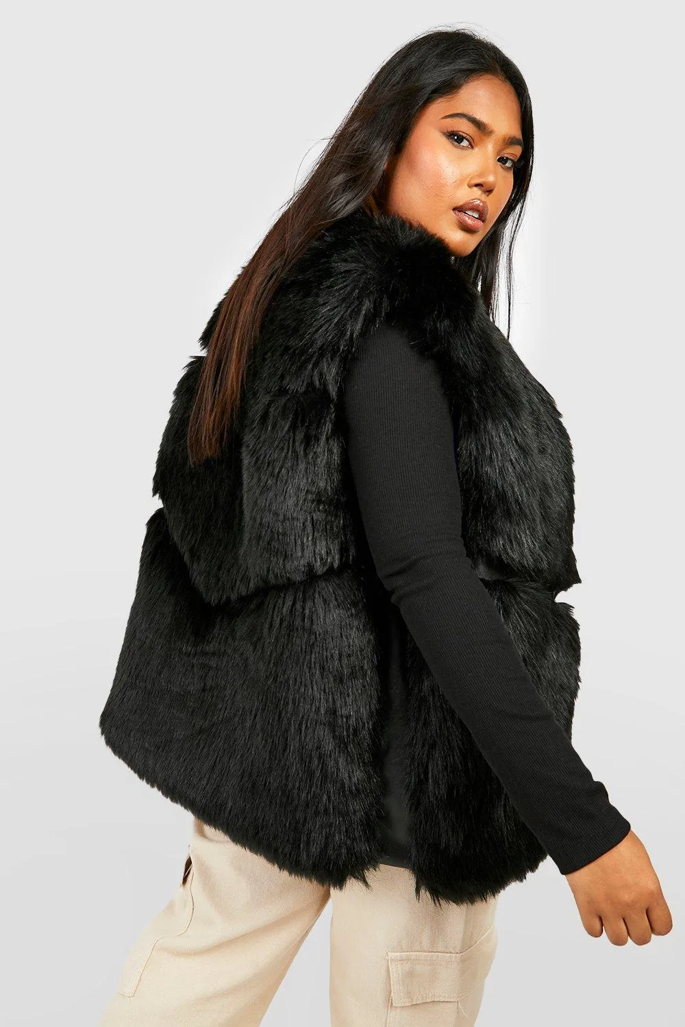 Jackets & Coats | Plus Faux Fur Panelled Gilet | boohoo